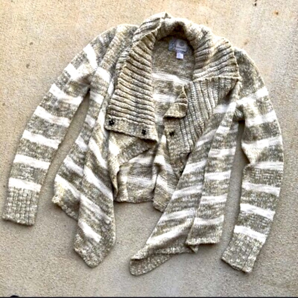 y2k Element rare striped cardigan sweater oversized knit wrap fall winter boho L